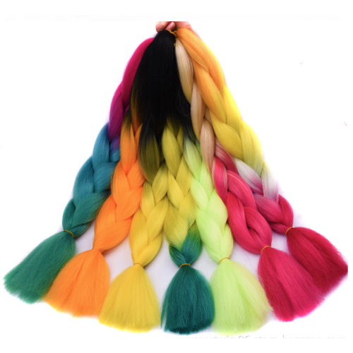 Jumbo Braiding Hair Extensions Straight African Braid Hair Attachment 24 Inch 100g Yaki Ombre Color Braids Synthetic Fiber Hair